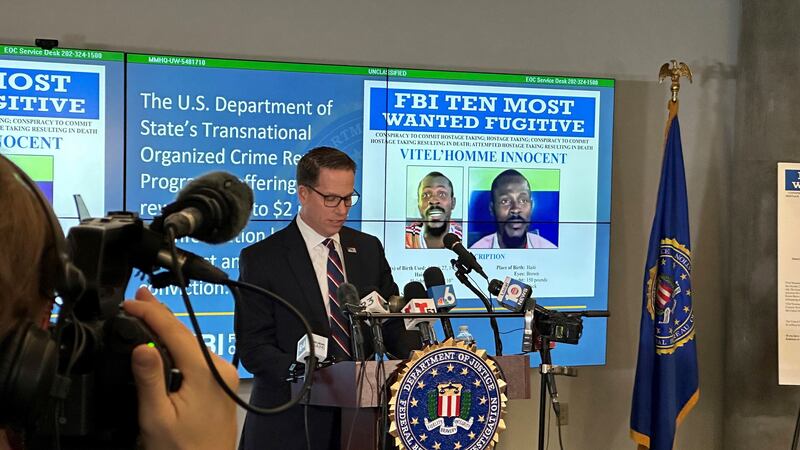 FBI Special Agent in Charge Jeffrey B. Veltri speaks during a press conference at the FBI...