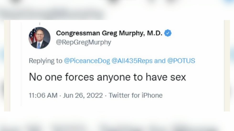 Rep. Greg Murphy tweeted this on June 26th, 2022, but deleted it a few hours later.