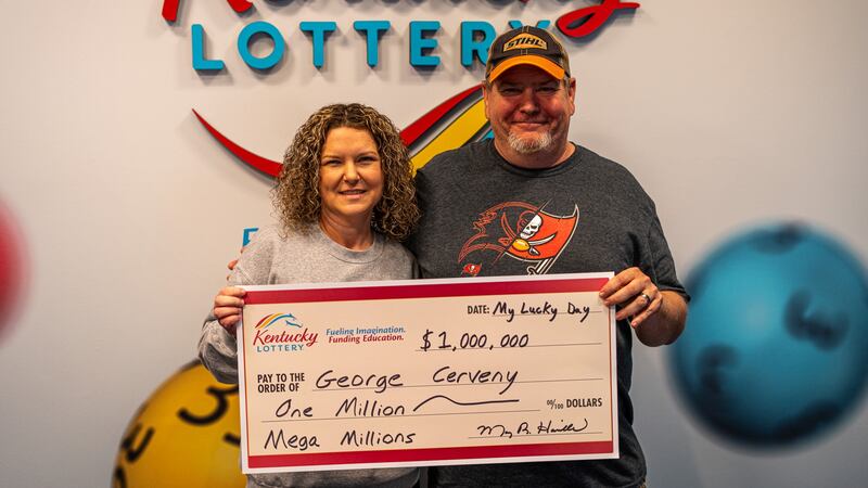 George Cerveny and his wife drove to Kentucky Lottery Headquarters on Wednesday, where they...