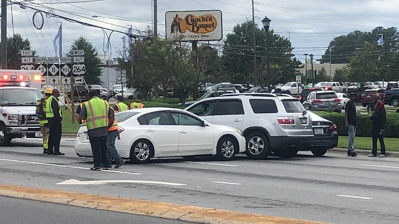Three people were sent to the hospital.