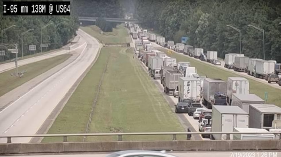 I95 was closed in both directions Wednesday due to trees that were brought down by a tornado....