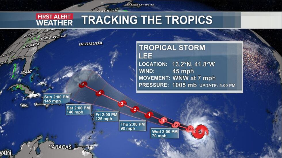 Tropical Storm Lee may intensify into a major hurricane by the weekend