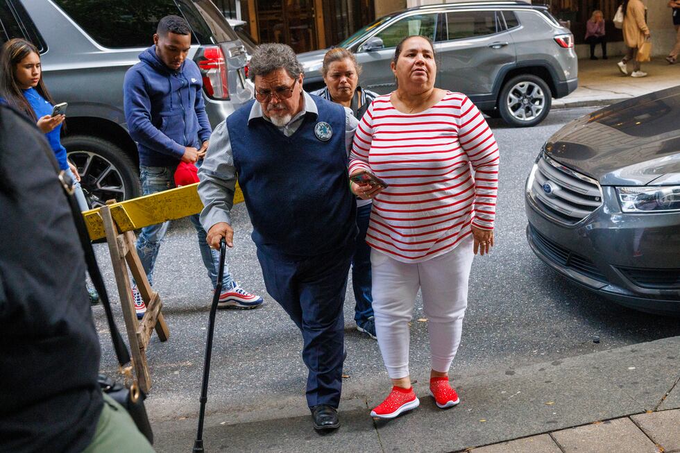 Family of Eddie Irizarry arrive at the Juanita Kidd Stout Center for Criminal Justice in...